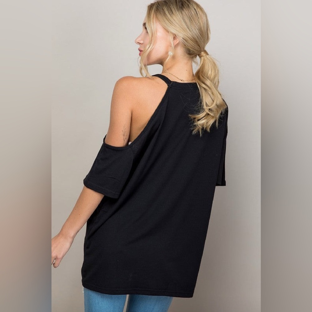 Black Off-Shoulder Women Top - Picture 2 of 2